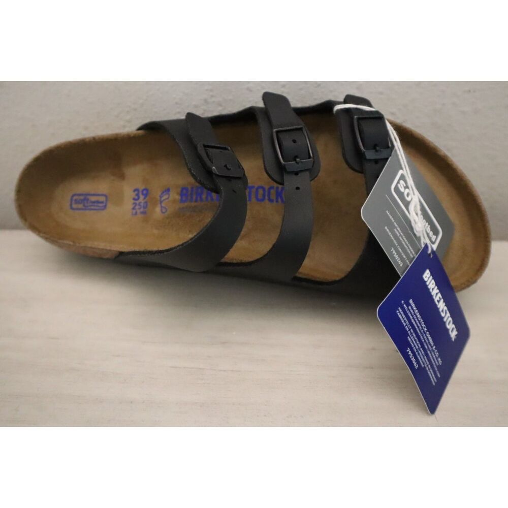 Birkenstock 0053011 WMN 39 US 8 Black Florida Soft Footbed Birko-Flor Sandal - Picture 8 of 14